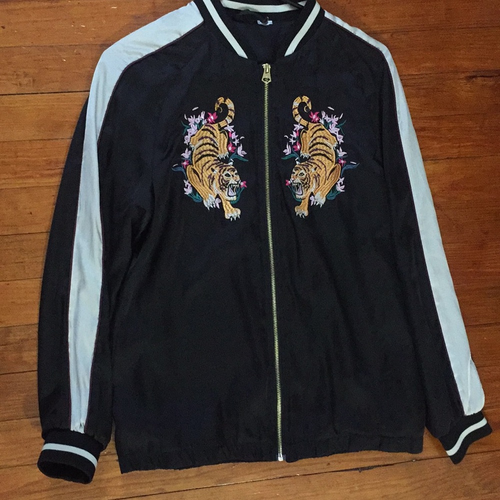 H&M Flower Tiger Bomber Jacket